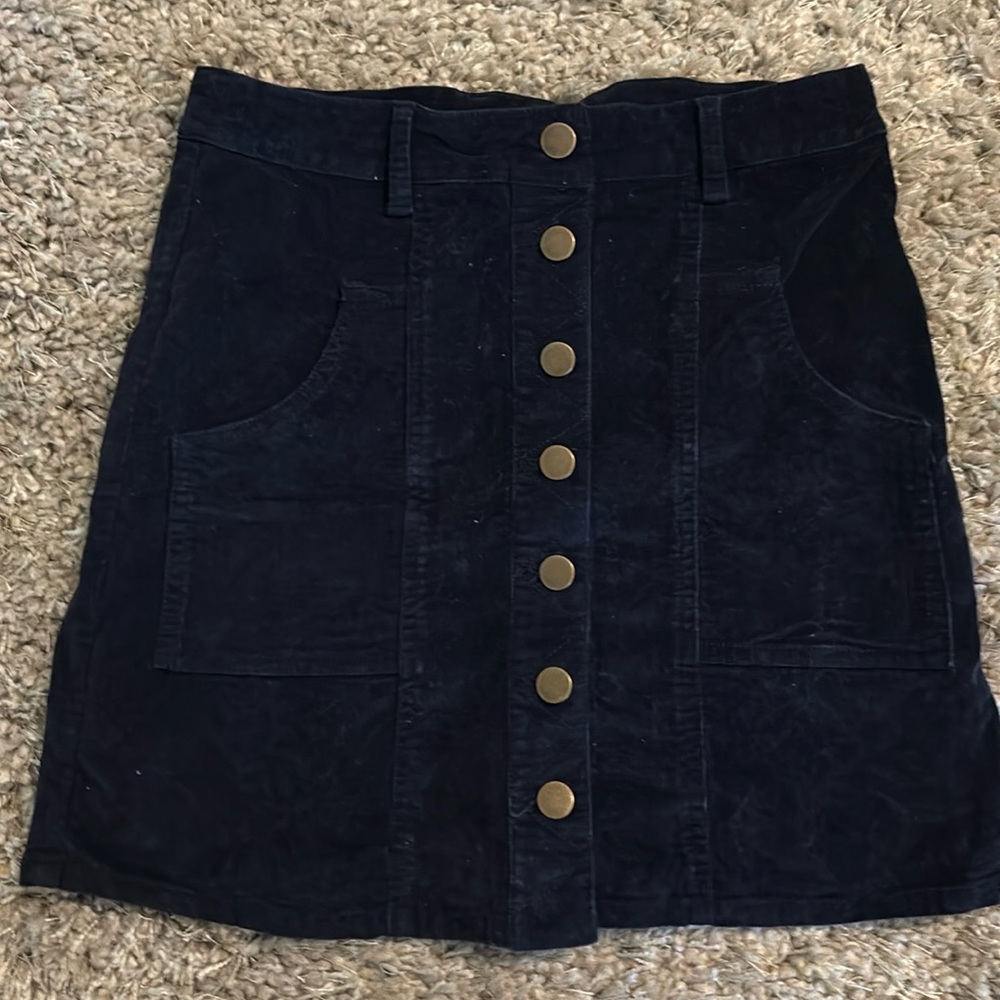 Navy corduroy button skirt